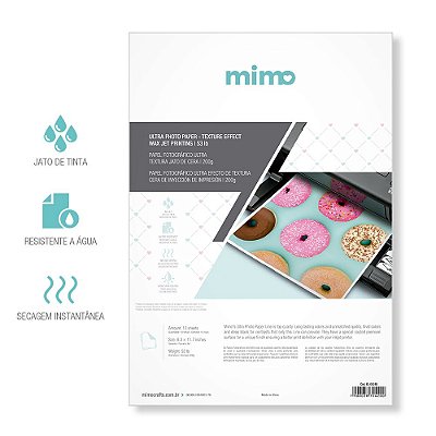 Papel Fotográfico Profissional Ultra - Textura Jato de Cera - A4 - 200g - À Prova D'Água - 10 Fls - Mimo
