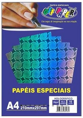 Papel Holográfico A4 120g - Silver - Prata com espiral - 10 folhas