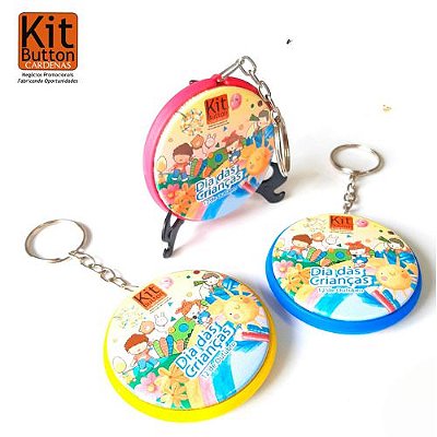 Button Chaveiro com 2 Faces Amarelo 38mm - Cardenas - 25un