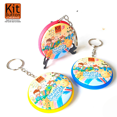 Button Chaveiro com 2 Faces Amarelo 25mm - Cardenas - 25un