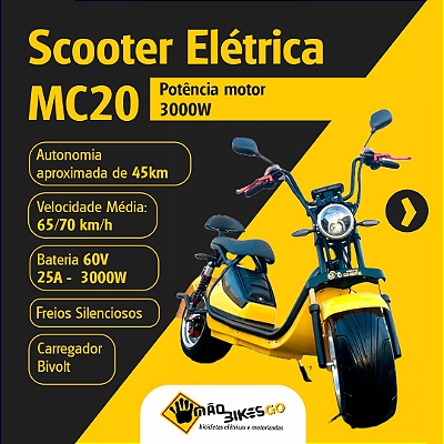 SCOOTER ELÉTRICA MC20 (3000W) COM BATERIA DE LITIO REMOVÍVEL