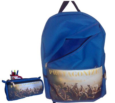 PERSONALIZADA MOCHILA E ESTOJO COM IMAGEM  PERSONALIZADA- AMAMOS A VIDA REAL