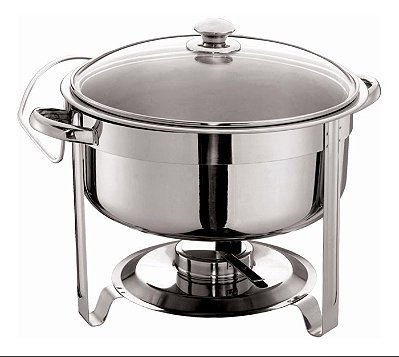 Rechaud Inox 7,5 Litros Tampa de Vidro Temperado Primo Inox