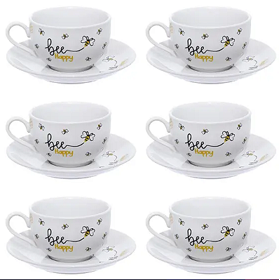Jogo Xicara de Chá e Café Honey 6 Unidades 160ML JGCH-047 Hauskraft.