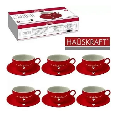 Jogo de Xicara Café Lamour 90ml JGXC-047 VM Hauskraft