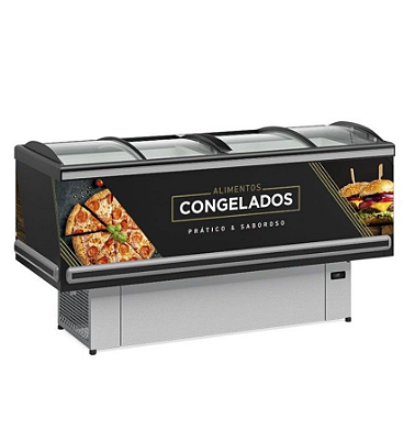 Ilha Para Congelados Dupla Ação Vidro Curvo GESV-190 C PR 220v Gelopar