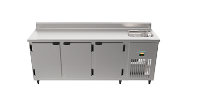 Balcão Refrigerado de Serviço Pia 3 portas Inox 2,00 220v 200DP Kofisa