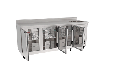 Balcão Refrigerado de Serviço Pia 3 portas Inox 2,00 220v 200DP Kofisa