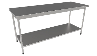 Mesa Aço Inox 430 1,50 C/Prateleira Lisa Sulfisa