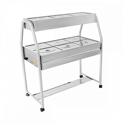 Carro termico Buffet Self Service Luxo 6 Cubas Duplo Cinza SSD06L 220v Ibet
