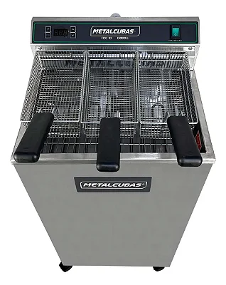 Fritador Zona Fria Gabinete Inox Escovado Comercial FOE18 8000w Metalcubas