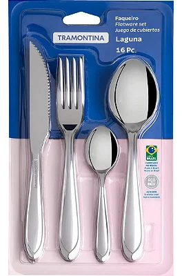 Faqueiro Laguna em Aço Inox com Facas para Churrasco Acabamento em Brilho 16 Peças 66906420 Tramontina