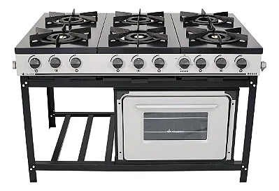 Fogão a Gás 6 Bocas e Forno Cinza Venâncio