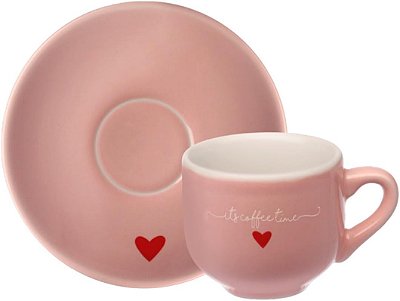 Jogo Xícara de Café 90ml 4 Peças Rosa Lamour JGXC047RS Hauskraft