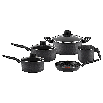 Conjunto de Panelas Antiaderente Preto 5 Peças Robusta Rochedo
