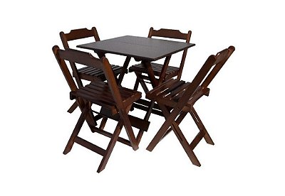 Jogo de Mesa Madeira Imbuia 70x70 c/4 cadeiras-Maplan