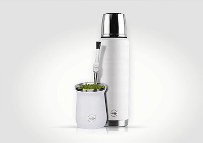 KIT Mate - Térmica 1L Rig + Cuia Ximba + Bomba - Branco