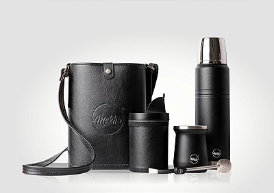 KIT Chimarrão  - Térmica 1L Rig + Cuia Ximba + Bomba + Mateira Slim 1L - BLACK