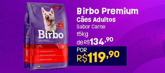 Mini Banner - Ração Birbo Premium Sabor Carne para Cães Adultos - 15Kg