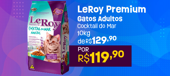 Mini Banner - Ração LeRoy Premium Cocktail do Mar para Gatos Adultos - 10Kg