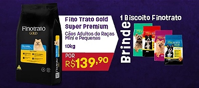 Ração Finotrato Gold Super Premium para Cães Adultos Porte Mini e Pequeno - 10,1Kg + Brinde