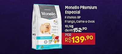 Ração Monello Premium Especial Sabor Frango, Carne e Ovos para Cães Filhotes de Raças Pequenas - 10,1kg