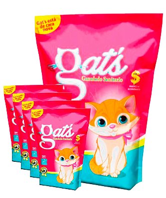 5 Pacotes de 4kg - Granulado Sanitário Gats para Gatos