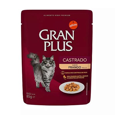 Ração Úmida Sachê GranPlus para Gatos Castrados sabor Frango 85g