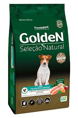 Ração Golden Seleção Natural Sabor Frango e Arroz para Cães Adultos de Pequeno Porte - 10,1kg