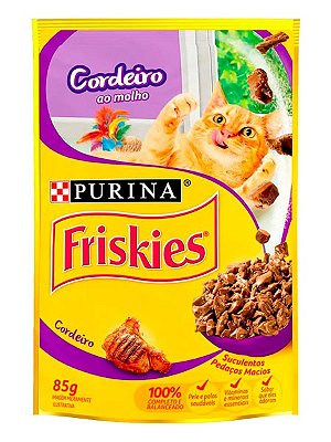 Ração Úmida Nestlé Purina Friskies Sachê Sabor Cordeiro ao Molho para Gatos Adultos - 85g