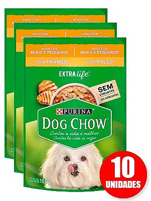 Ração Úmida Nestlé Purina Dog Chow Sachê Sabor Frango para Cães Adultos Raças Minis e Pequenas 100g - 10 unidades