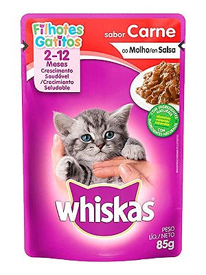 Ração Úmida Whiskas Sachê Sabor Carne ao Molho para Gatos Filhotes - 85g