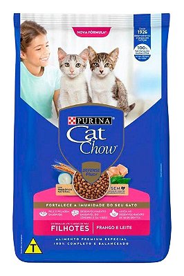 Ração Cat Chow Sabor Frango e Leite para Gatos Filhotes - 700g, 1kg, 7,5Kg ou 10,1Kg