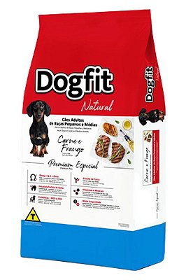 Ração Dogfit Natural Premium Especial Sabor Carne e Frango para Cães Adultos de Raças Pequenas e Médias - 10kg