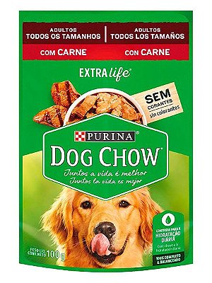 Ração Úmida Nestlé Purina Dog Chow Sachê Sabor Carne para Cães Adultos de Todos os Tamanhos - 100g