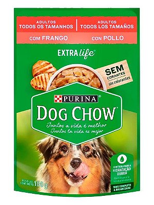 Ração Úmida Nestlé Purina Dog Chow Sachê Sabor Frango para Cães Adultos de Todos os Tamanhos - 100g