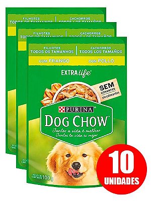 Ração Úmida Nestlé Purina Dog Chow Sachê Sabor Frango para Cães Filhotes de Todos os Tamanhos 100g - 10 unidades