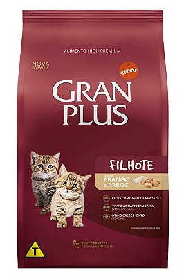 Ração GranPlus High Premium Sabor Frango e Arroz para Gatos Filhotes - 1Kg, 3Kg e 10,1Kg