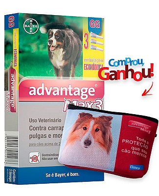 Antipulgas e Carrapatos Advantage MAX3 para Cães acima de 25Kg - 3 Bisnaga de 4,0 mL
