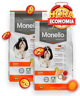 Ração Monello Premium Especial Sabor Frango para Cães Adultos de Raças Pequenas - Combo com 14kg (2x 7Kg)