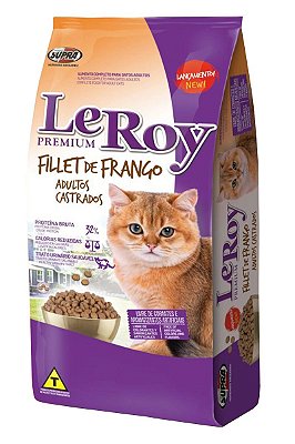 Ração LeRoy Premium Fillet de Frango para Gatos Adultos Castrados - 10,1kg