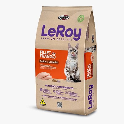 Ração LeRoy Premium Especial Fillet de Frango para Gatos Adultos Castrados - 10,1kg