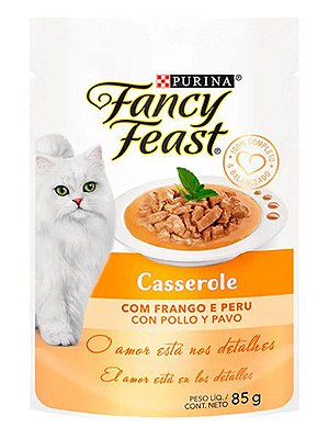 Ração Úmida Purina Fancy Feast Sachê Casserole Sabor Frango e Peru para Gatos Adultos - 85g