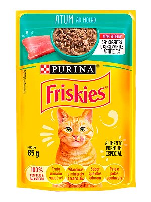 Ração Úmida Nestlé Purina Friskies Sachê Sabor Atum ao Molho para Gatos Adultos - 85g