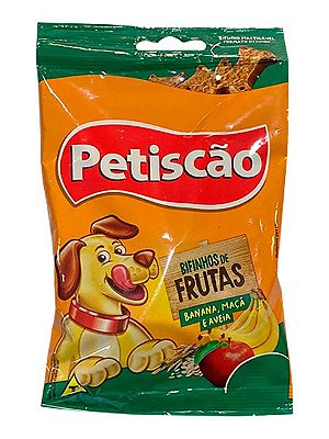 Bifinho de Frutas Mastigável Petiscão Formato de Ossinho Sabor Banana, Maçã e Aveia - 60g