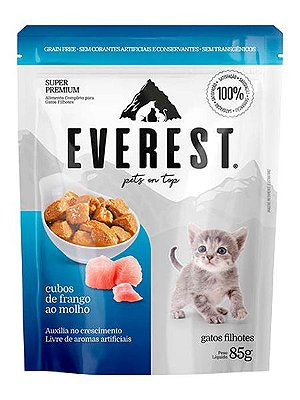 Ração Úmida Everest Sachê Sabor Cubos de Frango ao Molho para Gatos Filhotes - 85g