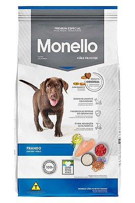 Ração Monello Premium Especial Sabor Frango para Cães Filhotes - 1kg, 7kg ou 15kg