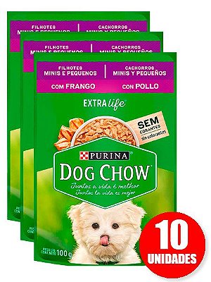 Ração Úmida Nestlé Purina Dog Chow Sachê Sabor Frango para Cães Filhotes Raças Minis e Pequenas 100g - 10 unidades