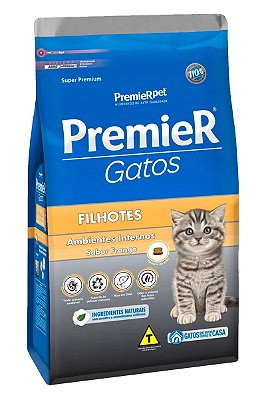 Ração Premier Super Premium Ambientes Internos Sabor Frango para Gatos Filhotes - 1,5kg