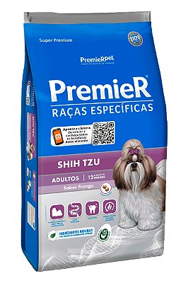 Ração Premier Super Premium Raças Específicas Shih Tzu Sabor Frango para Cães Adultos - 1kg, 2,5kg ou 7,5kg